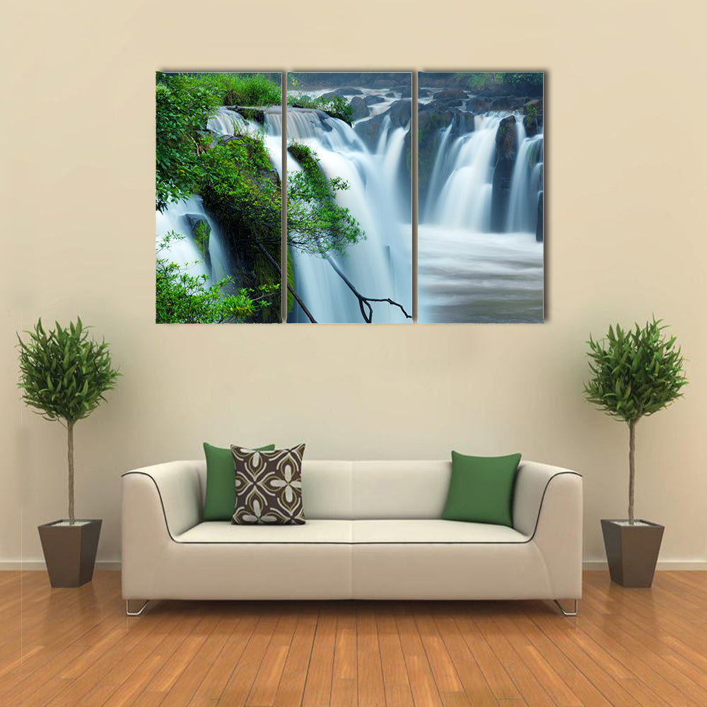 Tad-Pa Suam waterfall , Champasak province, Southern Laos multi panel canvas wall art
