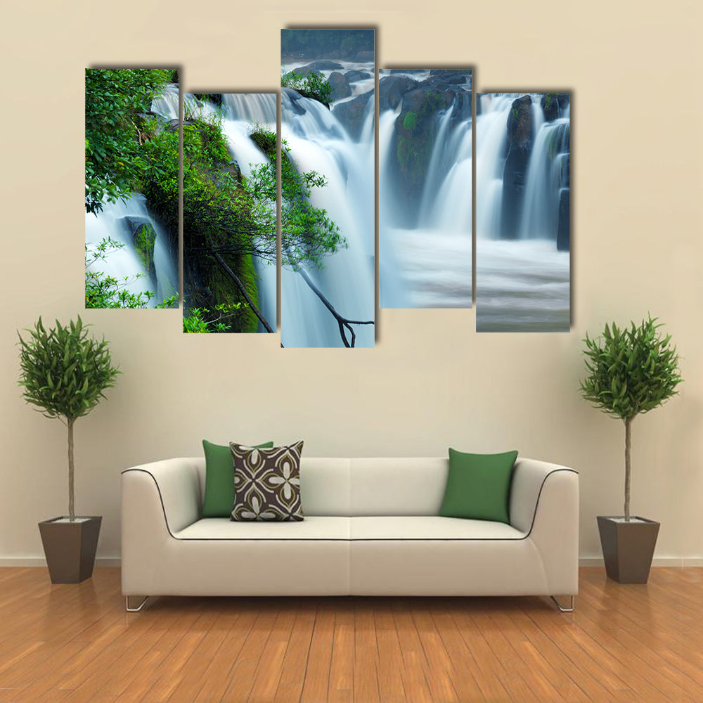 Tad-Pa Suam waterfall , Champasak province, Southern Laos multi panel canvas wall art