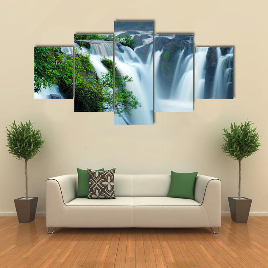 Tad-Pa Suam waterfall , Champasak province, Southern Laos multi panel canvas wall art