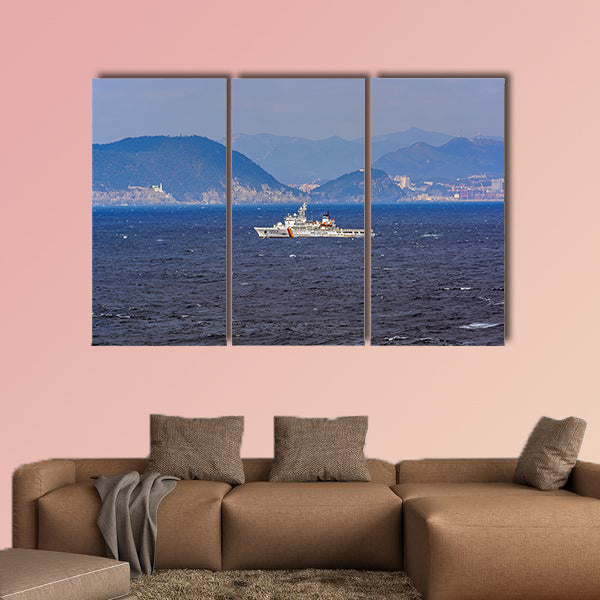 Korea coast guard boat in Busan, South Korea multi panel canvas wall art