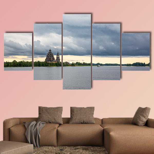 Russia, view from the Lake Onega of the Kishi Island multi panel canvas wall art