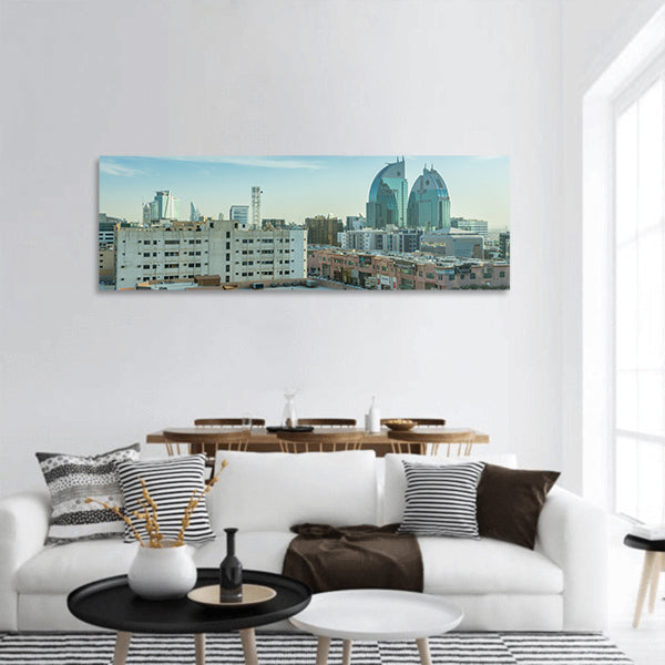 Dawn of Riyadh with buildings in Riyadh, Saudi Arabia, Panoramic canvas Wall Art