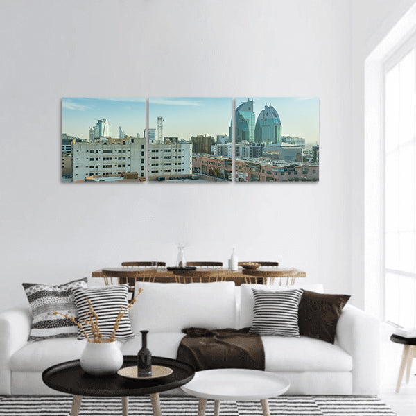 Dawn of Riyadh with buildings in Riyadh, Saudi Arabia, Panoramic canvas Wall Art