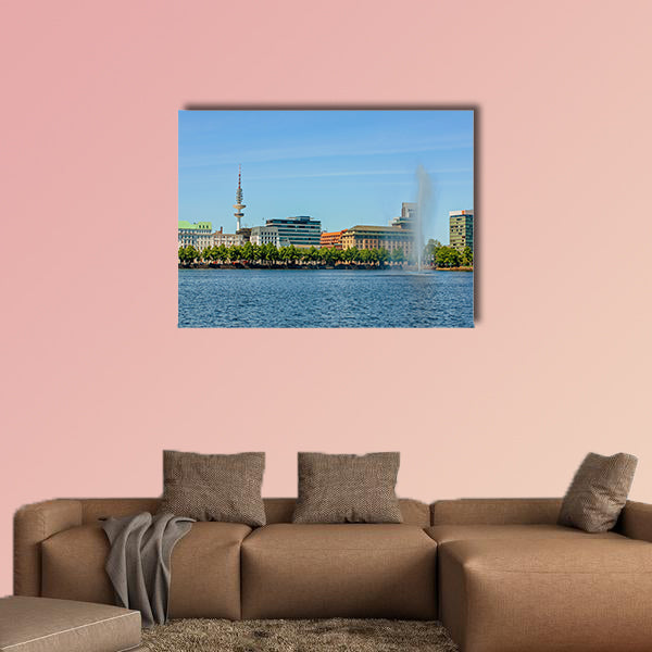 Alster Lake in Hamburg in the central historical district canvas wall art