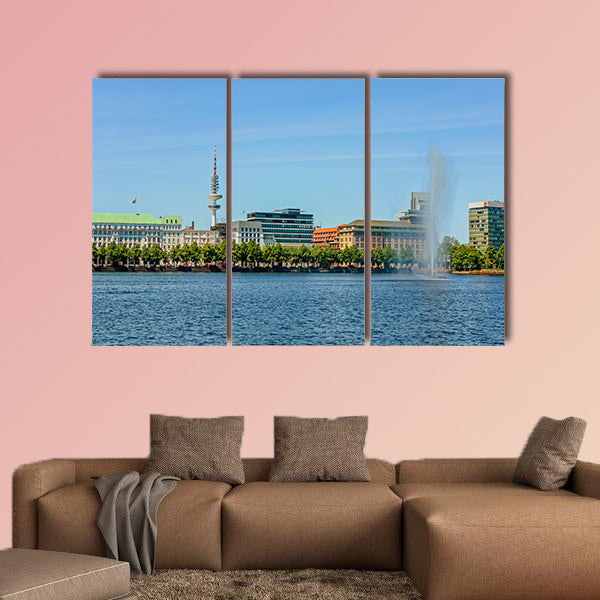 Alster Lake in Hamburg in the central historical district canvas wall art