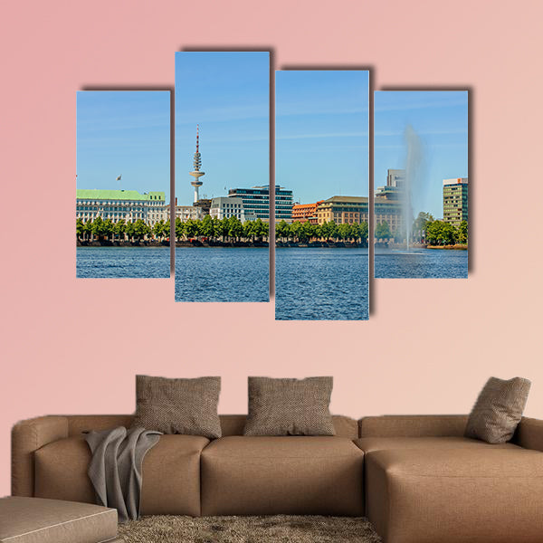 Alster Lake in Hamburg in the central historical district canvas wall art