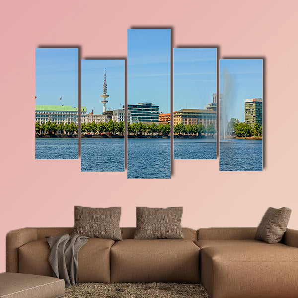 Alster Lake in Hamburg in the central historical district canvas wall art