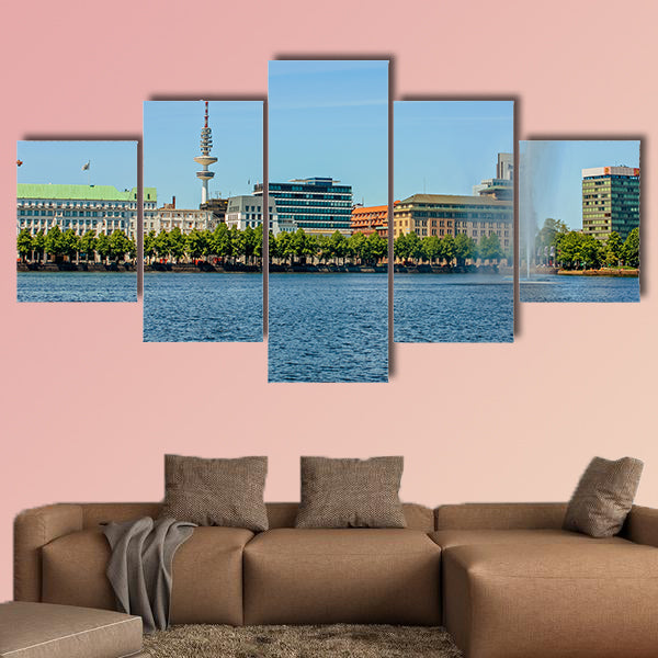 Alster Lake in Hamburg in the central historical district canvas wall art