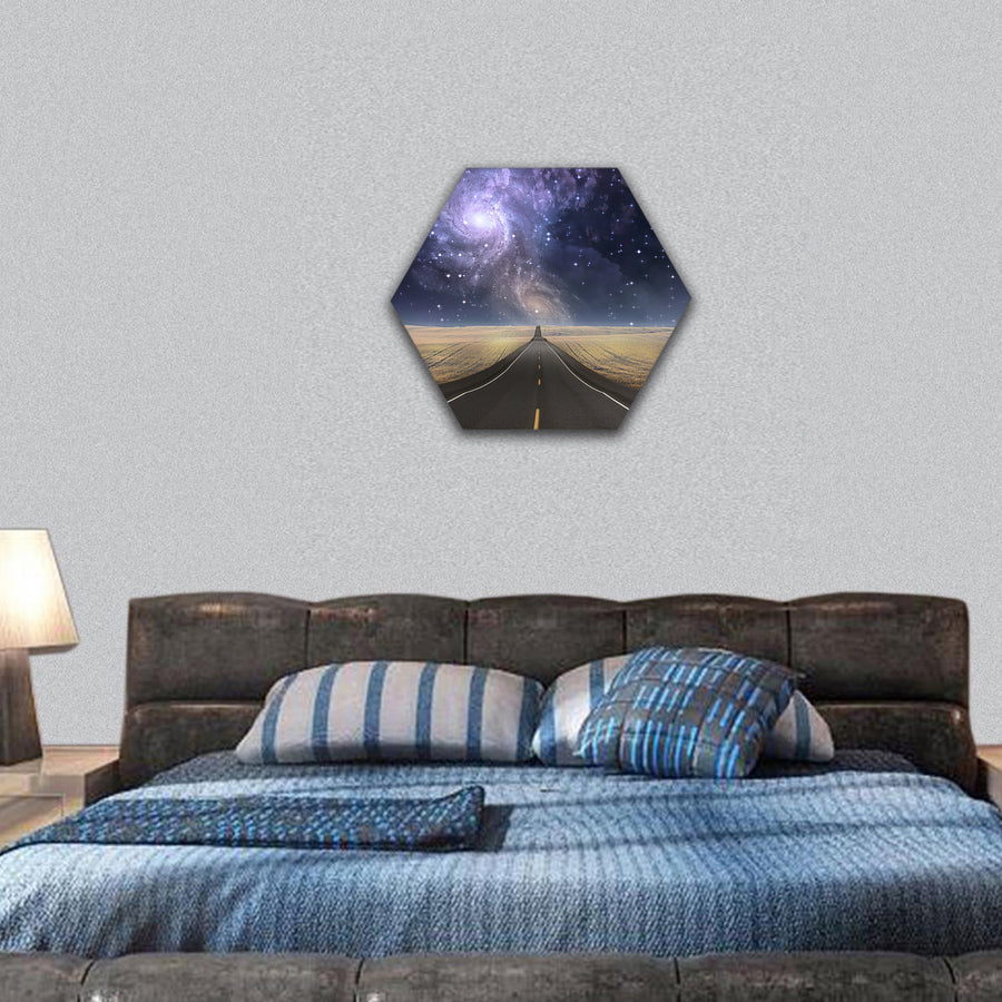 Path vanishes in background hexagonal canvas wall art