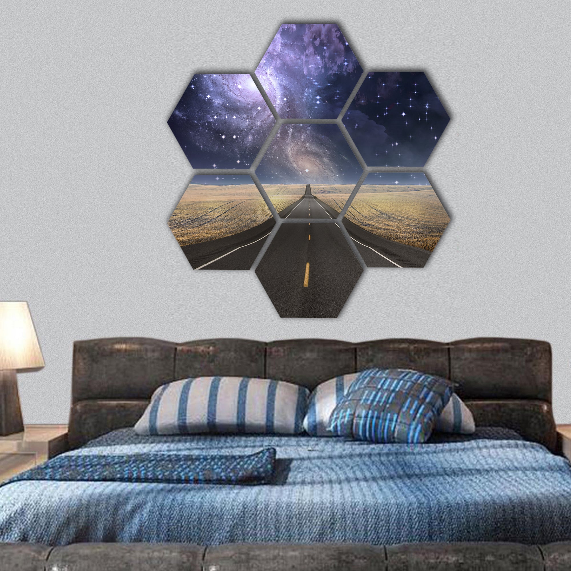 Path vanishes in background hexagonal canvas wall art
