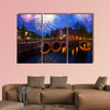 Famous canals and bridges of Amsterdam in night, Netherlands multi panel canvas wall art