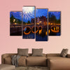 Famous canals and bridges of Amsterdam in night, Netherlands multi panel canvas wall art