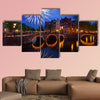 Famous canals and bridges of Amsterdam in night, Netherlands multi panel canvas wall art