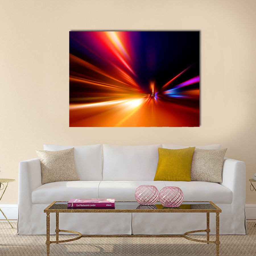 Acceleration speed motion on night road Multi Panel Canvas Wall Art