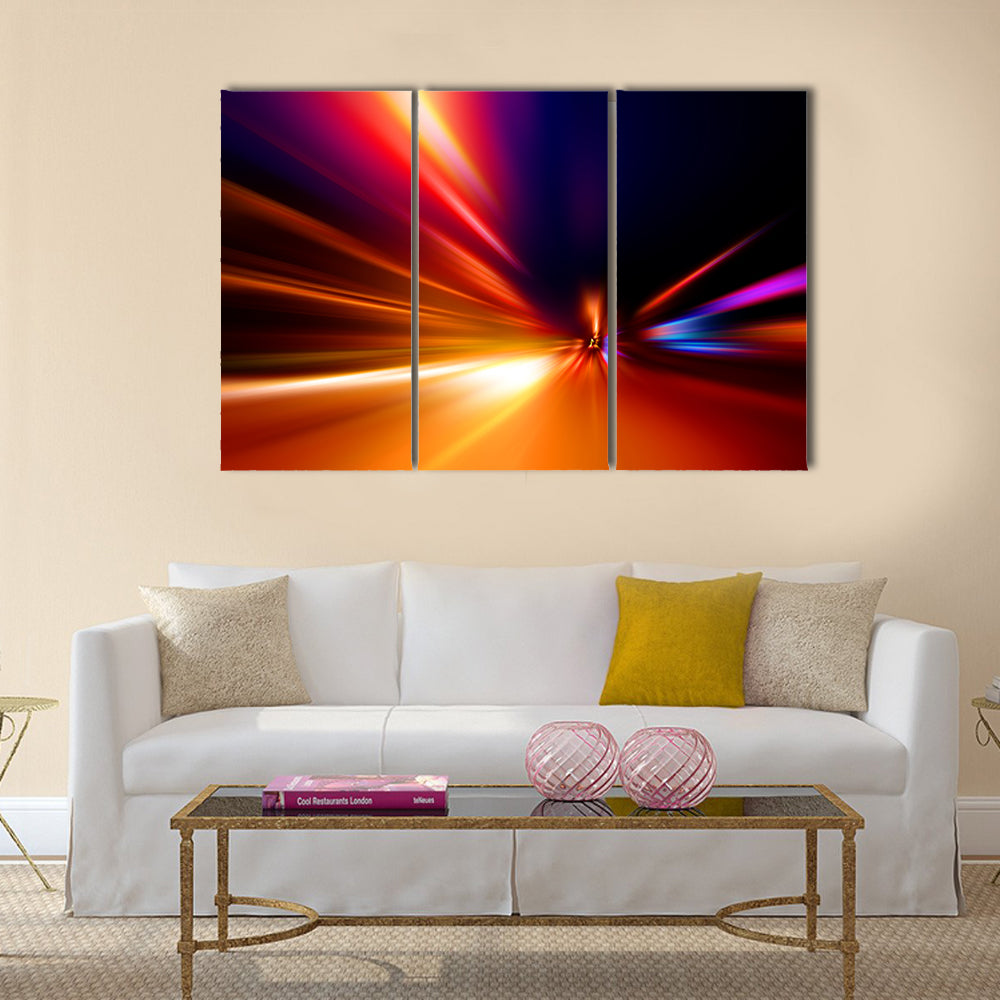 Acceleration speed motion on night road Multi Panel Canvas Wall Art