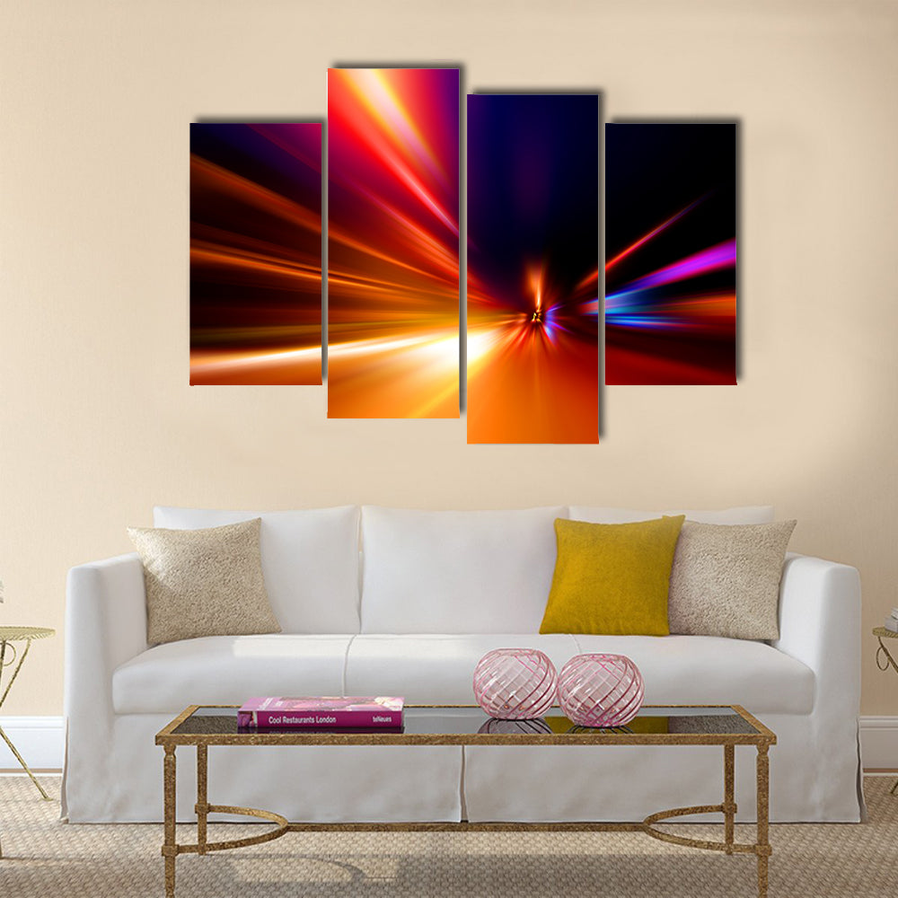 Acceleration speed motion on night road Multi Panel Canvas Wall Art