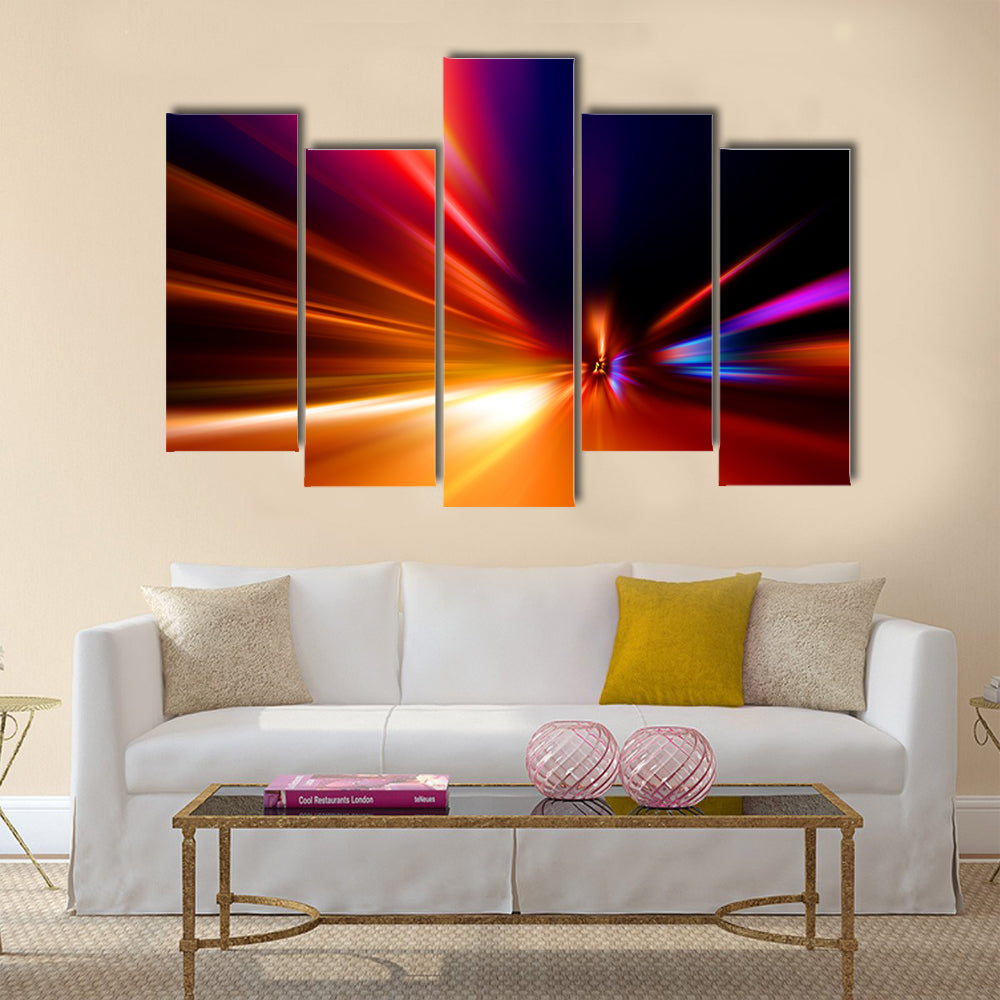 Acceleration speed motion on night road Multi Panel Canvas Wall Art