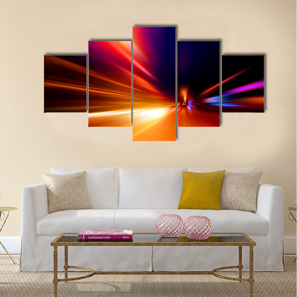 Acceleration speed motion on night road Multi Panel Canvas Wall Art
