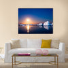 beautiful night in Antarctica. icebergs floating in the moonlight multi panel canvas wall art