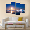 beautiful night in Antarctica. icebergs floating in the moonlight multi panel canvas wall art