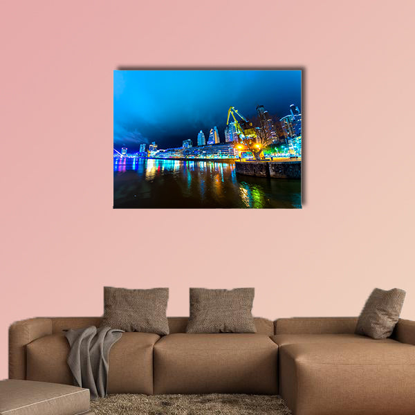 Puerto Madero in Buenos Aires in Argentina at night multi panel canvas wall art