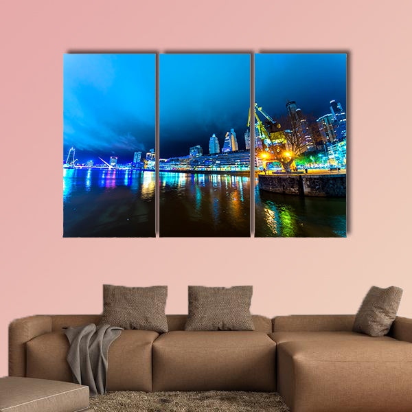 Puerto Madero in Buenos Aires in Argentina at night multi panel canvas wall art
