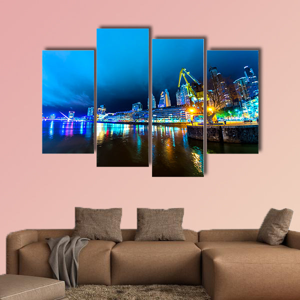 Puerto Madero in Buenos Aires in Argentina at night multi panel canvas wall art