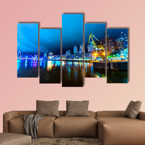 Puerto Madero in Buenos Aires in Argentina at night multi panel canvas wall art
