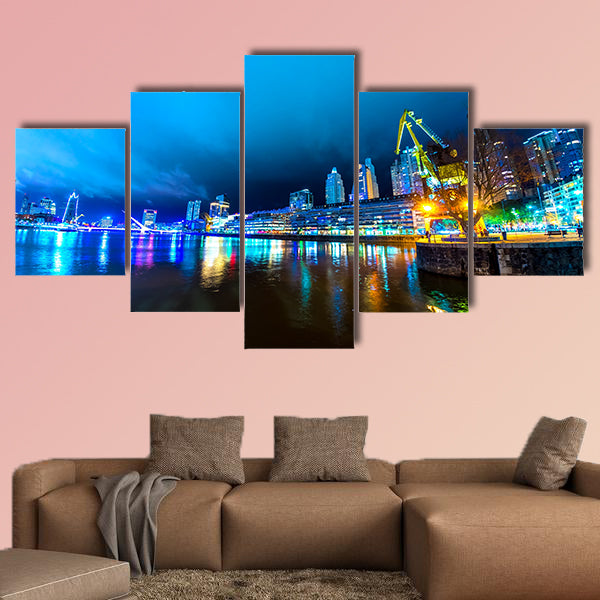 Puerto Madero in Buenos Aires in Argentina at night multi panel canvas wall art