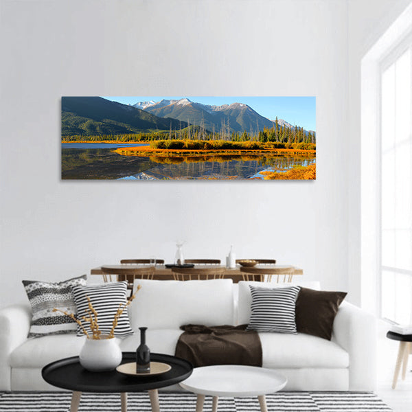 Vermilion lakes landscape in Banff national park panoramic canvas wall art