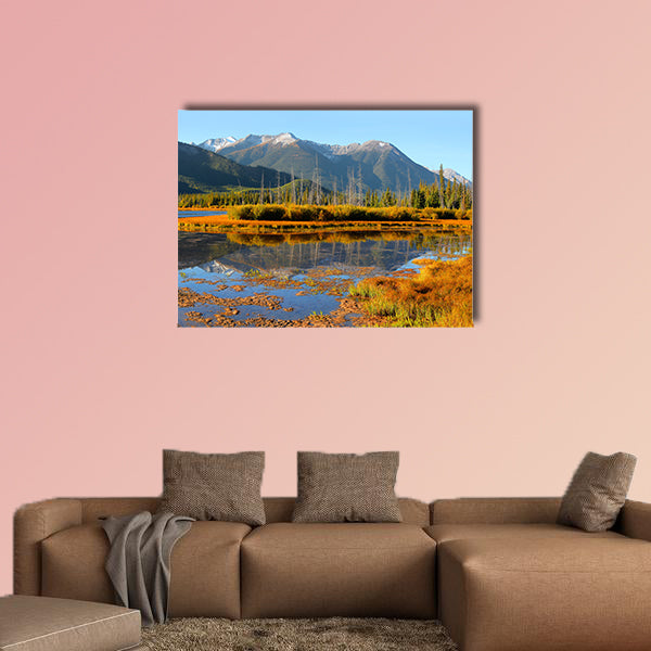 Panoramic view of Vermilion lakes landscape in Banff wall art