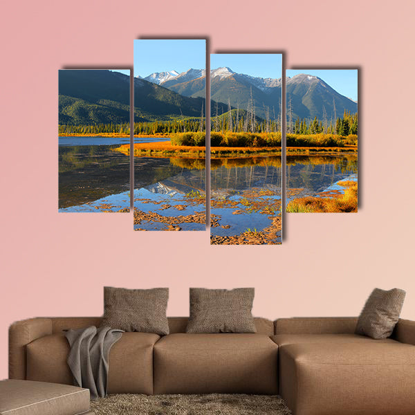 Panoramic view of Vermilion lakes landscape in Banff wall art