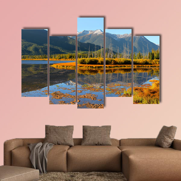Panoramic view of Vermilion lakes landscape in Banff wall art