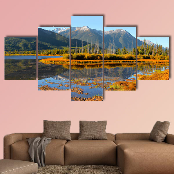 Panoramic view of Vermilion lakes landscape in Banff wall art