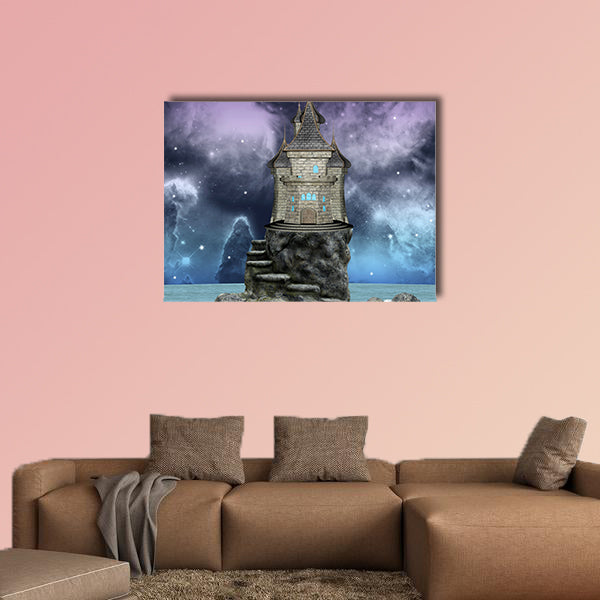 Fairy tale series, castle over an island multi panel canvas wall art