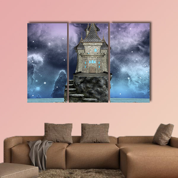 Fairy tale series, castle over an island multi panel canvas wall art