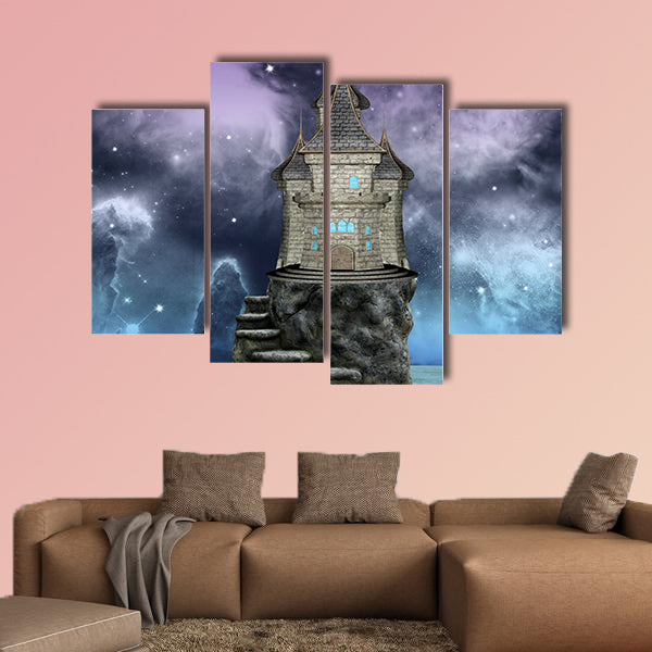 Fairy tale series, castle over an island multi panel canvas wall art
