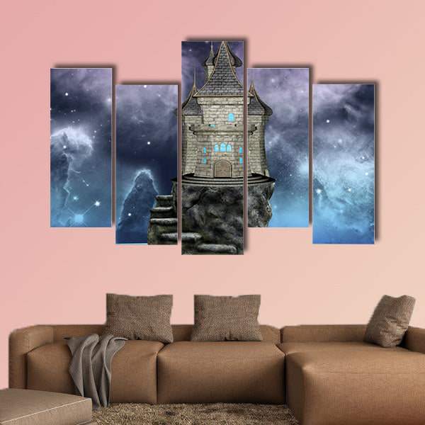 Fairy tale series, castle over an island multi panel canvas wall art