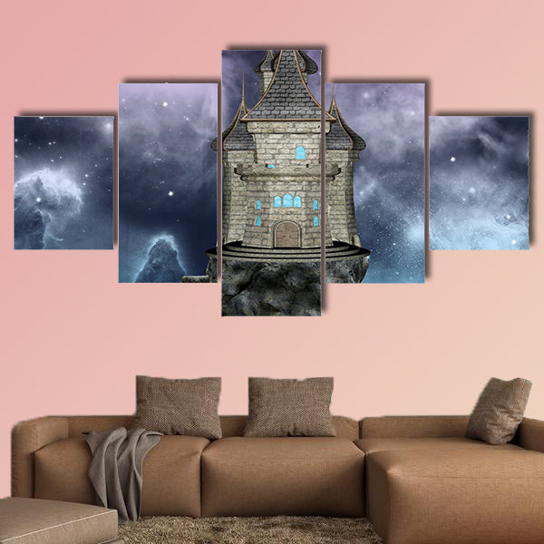 Fairy tale series, castle over an island multi panel canvas wall art
