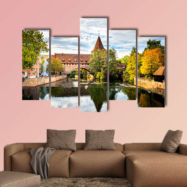 Nuremberg, Schlayer Hallergate Bridge over the Pegnitz River, wall art