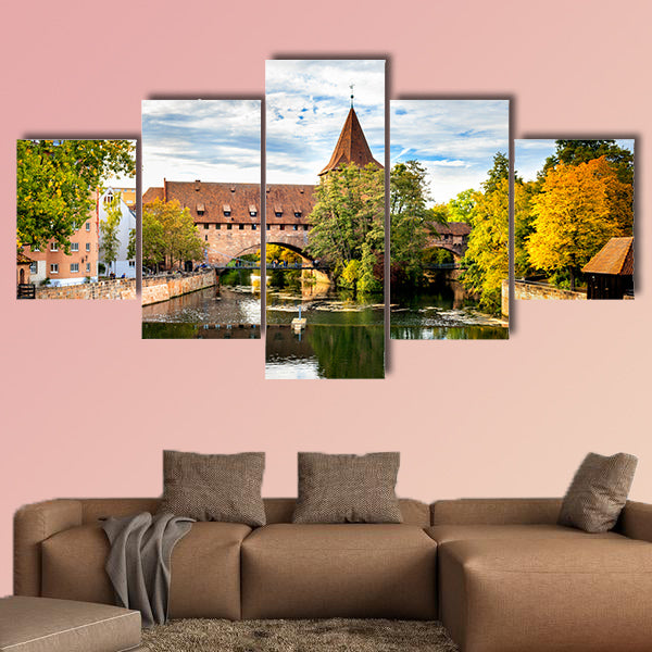 Nuremberg, Schlayer Hallergate Bridge over the Pegnitz River, wall art