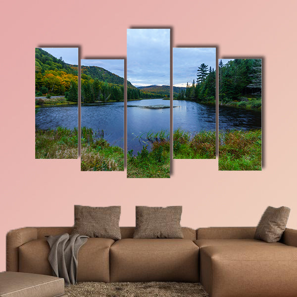Sunset view of Monroe Lake, in Mont Tremblant National Park, Quebec, Canada