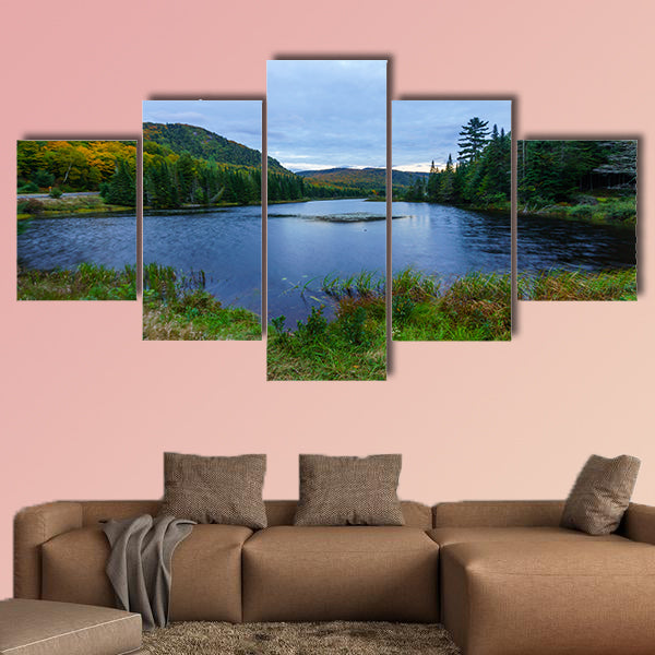 Sunset view of Monroe Lake, in Mont Tremblant National Park, Quebec, Canada