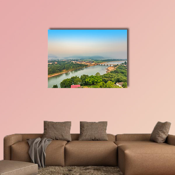 Urban architecture landscape of the Bund River Bund, Longhu Mountain, multi panel canvas wall art