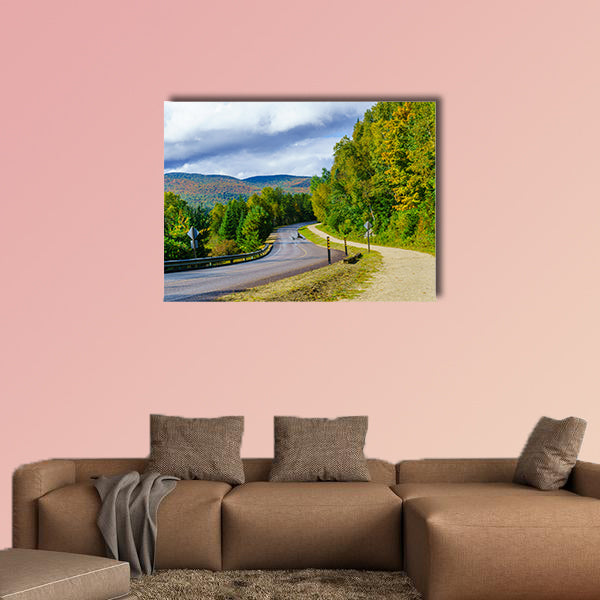 View of a footpath and road, in Mont Tremblant National Park, Quebec, Canada multi panel canvas wall art