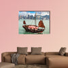 Traditional Chinese wooden sailing ship in Victoria Harbor multi panel canvas wall art