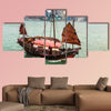 Traditional Chinese wooden sailing ship in Victoria Harbor multi panel canvas wall art