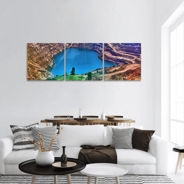 Open pit mine for mining of crushed stone panoramic canvas wall art