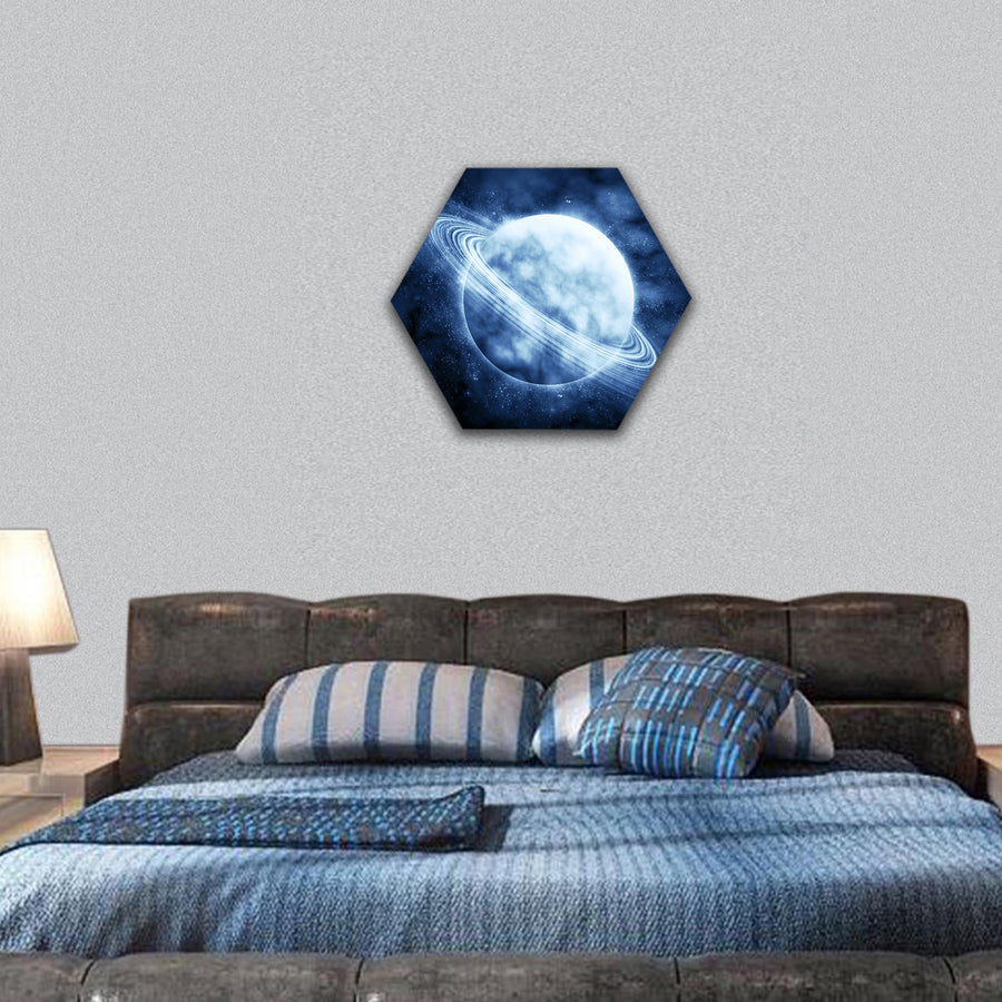 Blue planet in beautiful space Image hexagonal canvas wall art