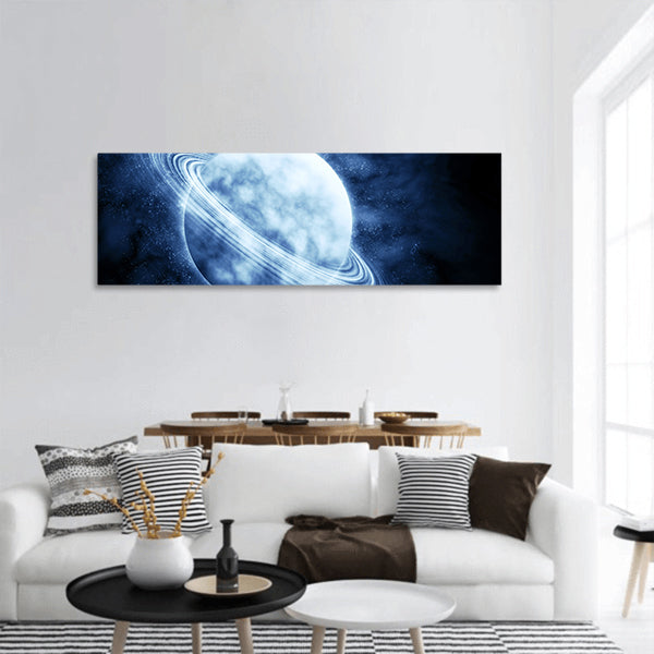 Blue planet in beautiful space Image panoramic canvas wall art